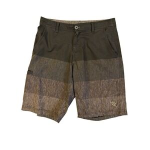 Da Hui Board Shorts Men's 32 Hybrid Brown Surf Beach Resort Swim Trunks